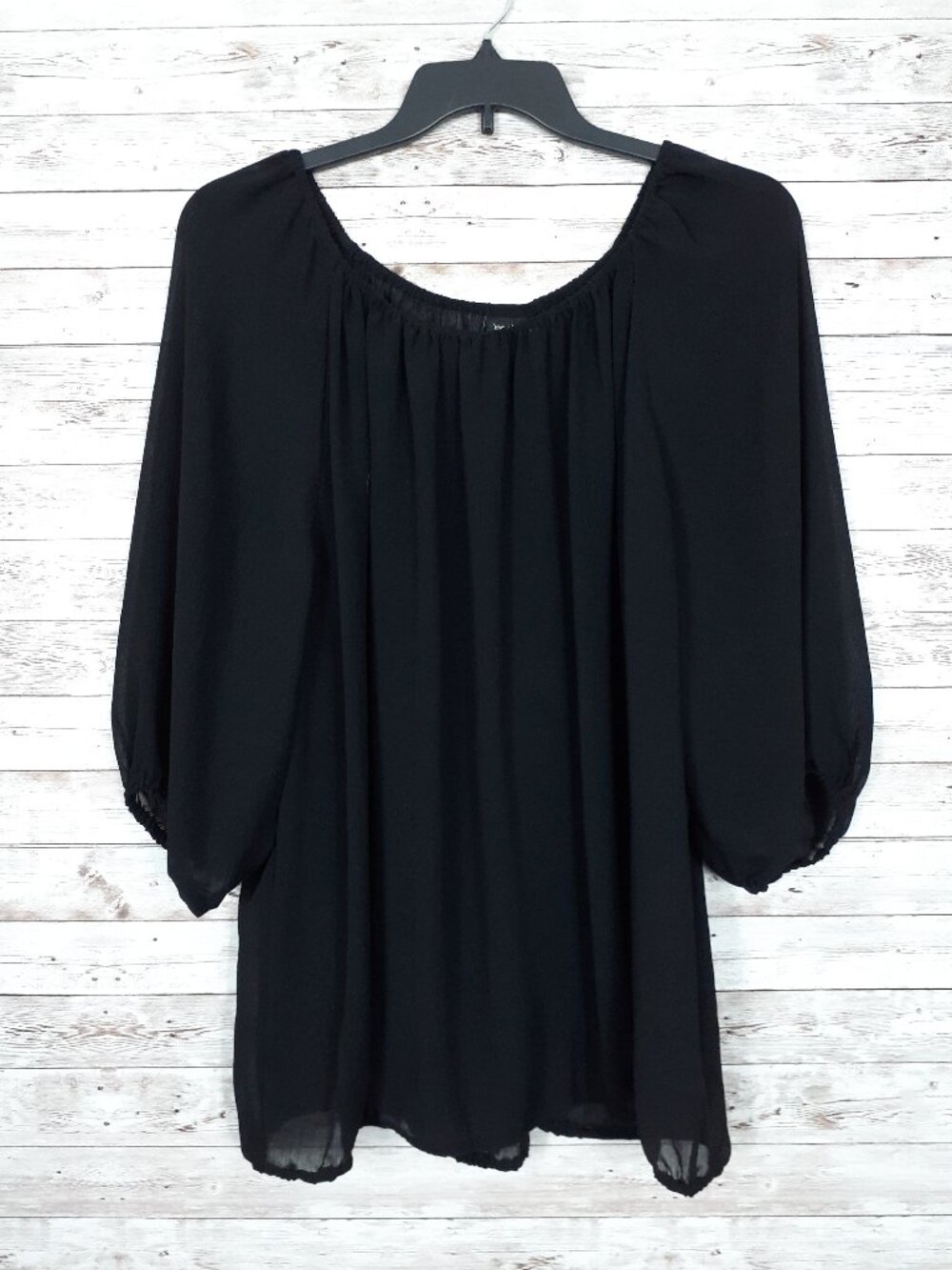 Lane Bryant Womens Sheer Top 22/24 On Off Shoulder Elastic Waist and Sleeve 872A